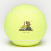 Funny bull Driving Bulldozer cartoon Tennisballen (Voorkant)