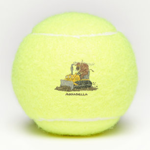 Funny bull Driving Bulldozer cartoon Tennisballen