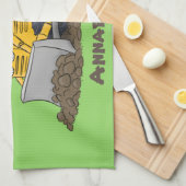 Funny bull Driving Bulldozer cartoon Theedoek (Quarter Fold)