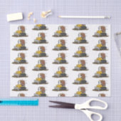 Funny bull Driving Bulldozer cartoon Tissuepapier (Craft)