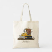Funny bull Driving Bulldozer cartoon Tote Bag (Achterkant)