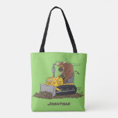 Funny bull Driving Bulldozer cartoon Tote Bag (Achterkant)