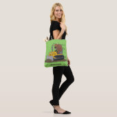 Funny bull Driving Bulldozer cartoon Tote Bag (Op model)
