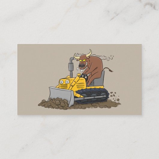 Funny bull Driving Bulldozer cartoon Visitekaartje (Achterkant)