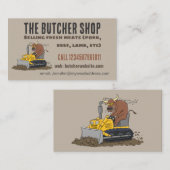 Funny bull Driving Bulldozer cartoon Visitekaartje (Voorkant / Achterkant)
