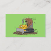 Funny bull Driving Bulldozer cartoon Visitekaartje (Achterkant)