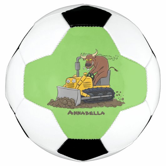 Funny bull Driving Bulldozer cartoon Voetbal (Voorkant)