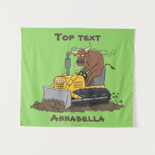 Funny bull Driving Bulldozer cartoon Wandkleed (Voorkant (horizontaal))