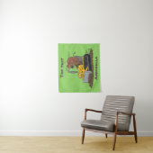 Funny bull Driving Bulldozer cartoon Wandkleed (In situ)