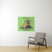 Funny bull Driving Bulldozer cartoon Wandkleed (In Situ (horizontaal))