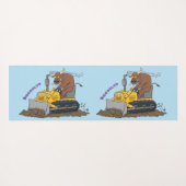 Funny bull Driving Bulldozer cartoon Yogamat (Achterkant (horizontaal))