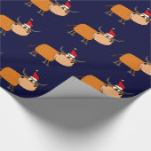Funny Bull in Santa Hat-kerstontwerp Cadeaupapier (Hoek)