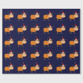 Funny Bull in Santa Hat-kerstontwerp Cadeaupapier (Vlak)