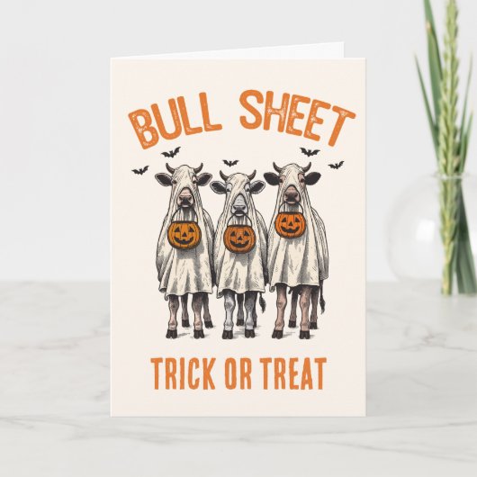 Funny Bull Sheet  Halloween Koeien Feestdagen Kaart (Voorkant)