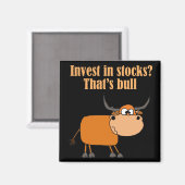 Funny Bull Stock Market Cartoon Art Magneet (Voorkant / Achterkant)