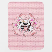 Funny Bull Terrier Cartoon Fleece Baby Blanket