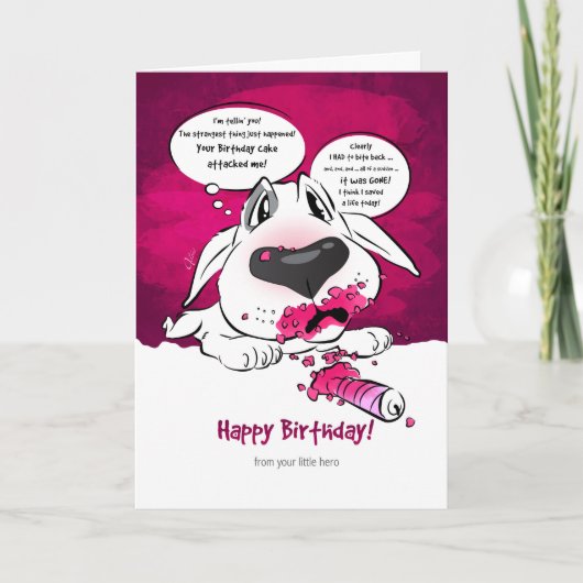 Funny Bull Terrier Cartoon Kaart "Happy Birthday" (Voorkant)