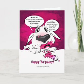 Funny Bull Terrier Cartoon Kaart "Happy Birthday"