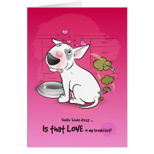 Funny Bull Terrier Cartoon Kaart LOVE