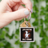 Funny Bull Terrier Dog Sleutelhanger (Hand)