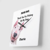 Funny Bull Terrier Waterverf Canine Art Vierkante Klok (Hoek)