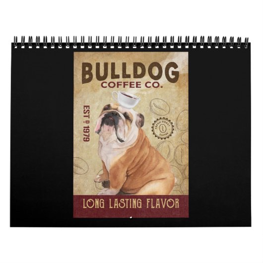 Funny Bulldog Coffee Cup On Head Bulldog Lover Kalender (Hoes)