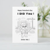 Funny Bulldog Construction "I Dig You" Coloring Ma Bedankkaart (Staand voorkant)