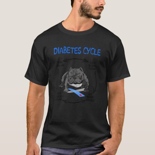 Funny Bulldog Diabetic Life Cycle Diabetes Awarene T-shirt (Voorkant)