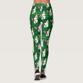 Funny Bulldog Green Plaid Trendy Schattige Dog Leggings (Achterkant)