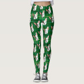 Funny Bulldog Green Plaid Trendy Schattige Dog Leggings (Voorkant)
