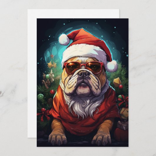 Funny Bulldog Kerst Kaart (Voorkant / Achterkant)