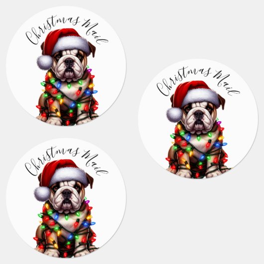 Funny Bulldog Modern Schattigee kerstverlichting Labels (Groep)