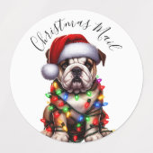 Funny Bulldog Modern Schattigee kerstverlichting Labels (Design 2)