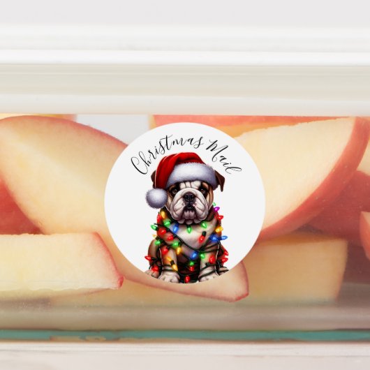 Funny Bulldog Modern Schattigee kerstverlichting Labels (Aangebracht)