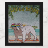 Funny Bulldog op Beach | Hondenliefhebbers Giften Wijn Etiket (Enkel label)