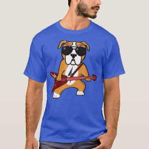 Funny Bulldog Rocker Dog Spelling Guitar Rock Guit T-shirt