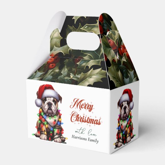 Funny Bulldog Schattigee Waterverf Hondenkerstwens Bedankdoosjes (Voorkant Zijde)