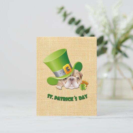 Funny Bulldog St. Patrick's Day Briefkaarten (Staand voorkant)