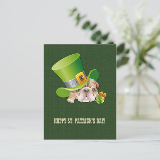 Funny Bulldog St.Patrick's Day Briefkaarten (Staand voorkant)