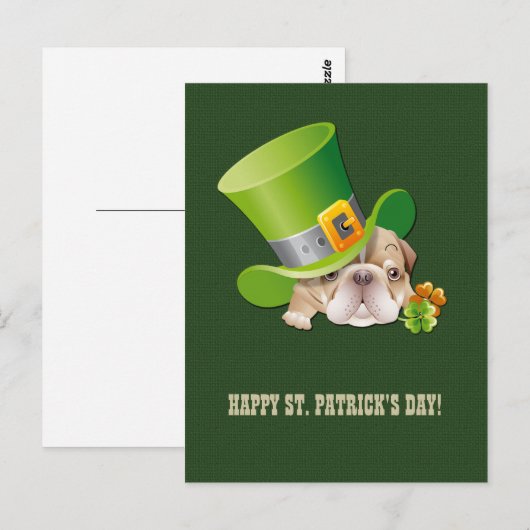 Funny Bulldog St.Patrick's Day Briefkaarten (Voorkant / Achterkant)