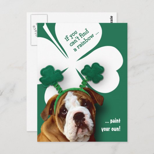 Funny Bulldog St. Patrick's Day Custom Briefkaart (Voorkant / Achterkant)