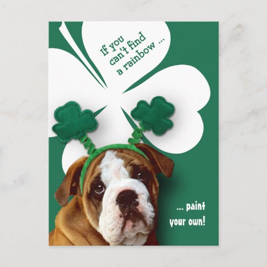 Funny Bulldog St. Patrick's Day Custom Briefkaart (Voorkant)