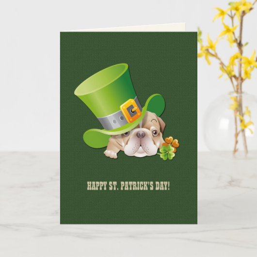 Funny Bulldog St. Patrick's Day Kaart (Gele Bloem)