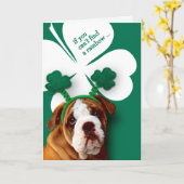 Funny Bulldog St. Patrick's Day Wenskaart Kaart (Gele Bloem)