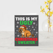 Funny Bulldog Ugly Christmas Sweater Hilarious Dog Kaart (Gele Bloem)