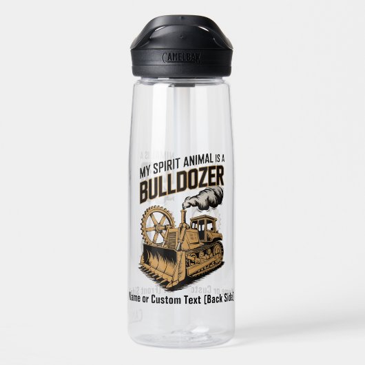 Funny Bulldozer Minimalist Retro Spirit Animal  Waterfles (Achterkant)