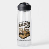 Funny Bulldozer Minimalist Retro Spirit Animal  Waterfles (Voorkant)