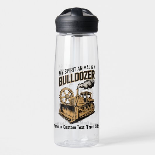 Funny Bulldozer Minimalist Retro Spirit Animal  Waterfles (Voorkant)