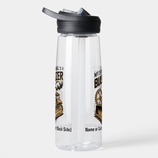 Funny Bulldozer Minimalist Retro Spirit Animal  Waterfles (Rechts)