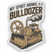 Funny Bulldozer Spirit Vintage Minimalist Sticker (Voorkant)